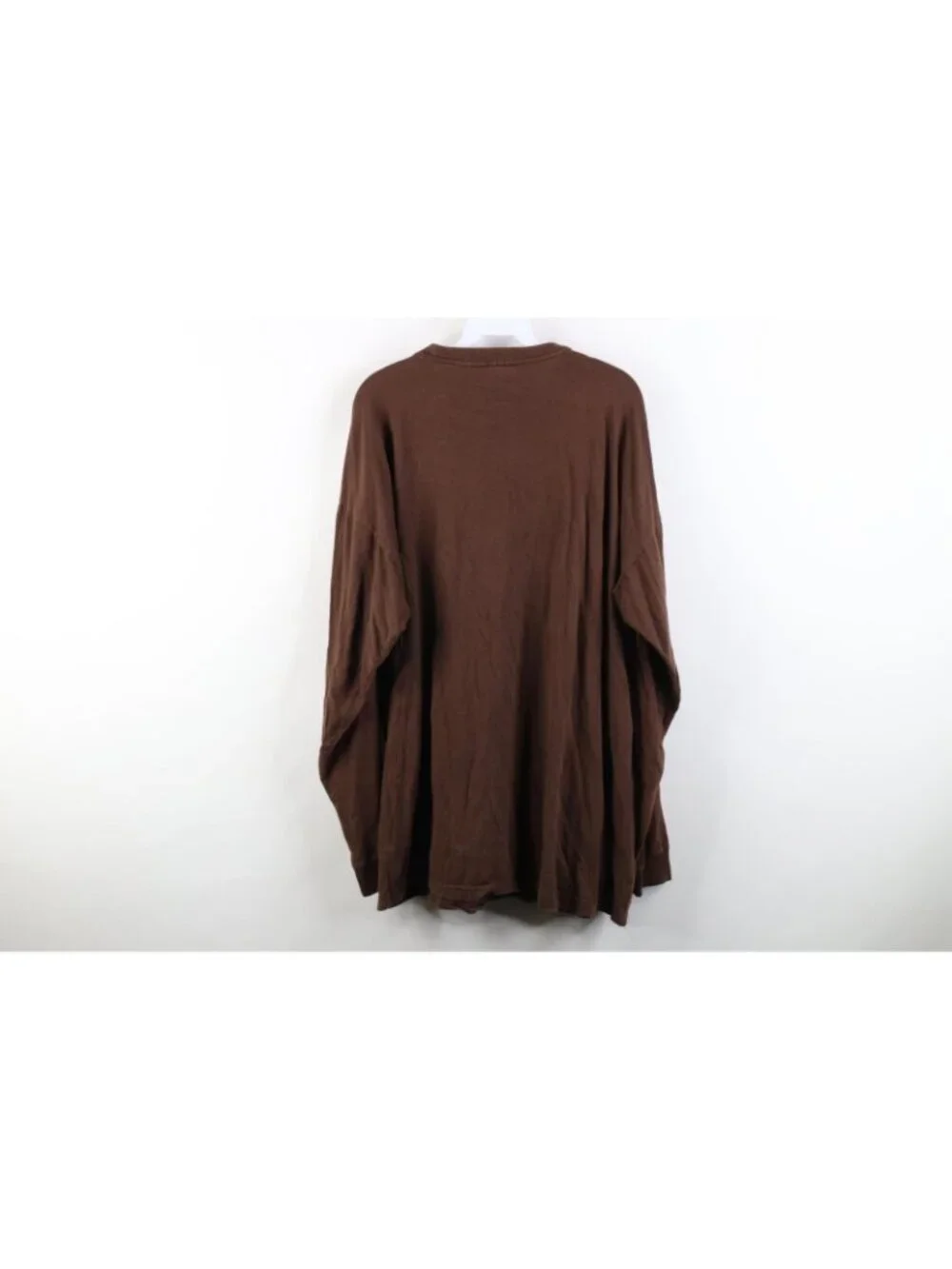 Vintage Y2K Streetwear Mens 3XL Faded Blank Cotton Long Sleeve T-Shirt Brown